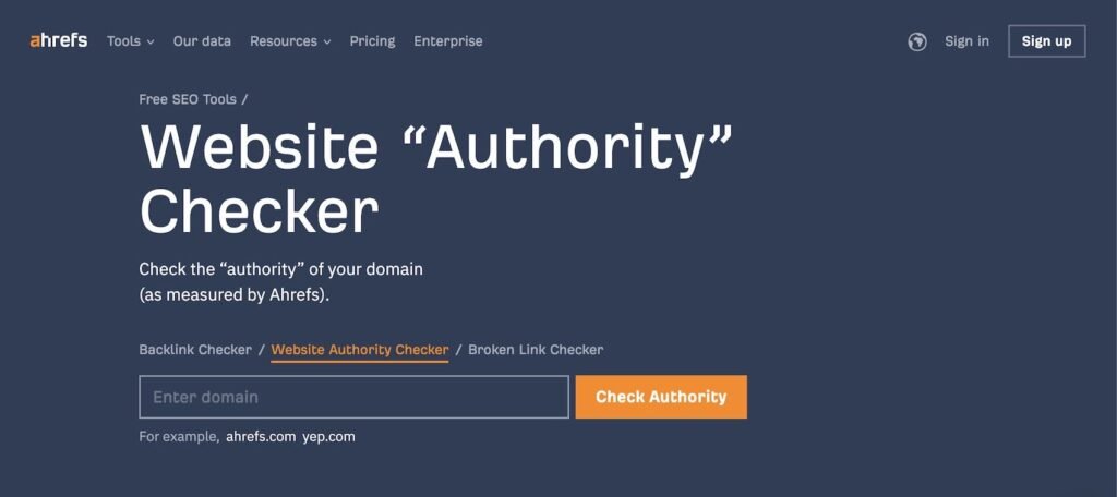 Ahref domain authority checker tool