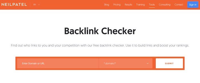 Neil Patel free backlink checker seo tool